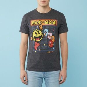 Vintage Pac-Man Arcade Video Game Graphic T-Shirt Men's Size S Charcoal